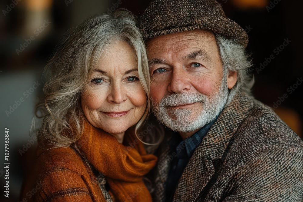 vertical portrait of an affectionate elderly couple with the wife cuddling her husband from behind radiating love and joy in a family photoshoot setting vertical portrait of an affectionate elderly couple with the wife cuddling her husband from behind radiating love and joy in a family photoshoot setting
