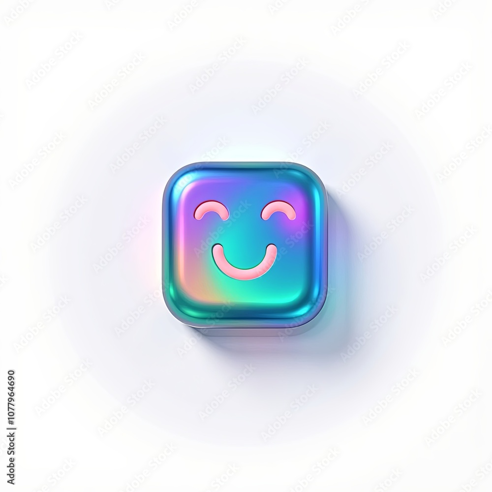 3D Holographic Interface Graphic with Iridescent Color-Shifting Design for Joyful Projects on White Background 3D Holographic Interface Graphic with Iridescent Color-Shifting Design for Joyful Projects on White Background