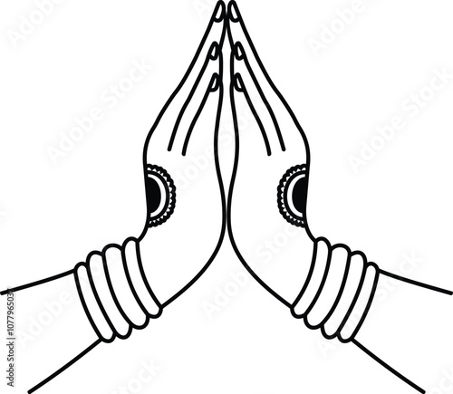 Namaste gesture vector hand drawn 
