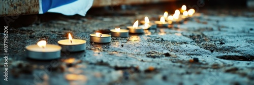 Finnish independence day celebration with candlelight and flag - peaceful commemoration