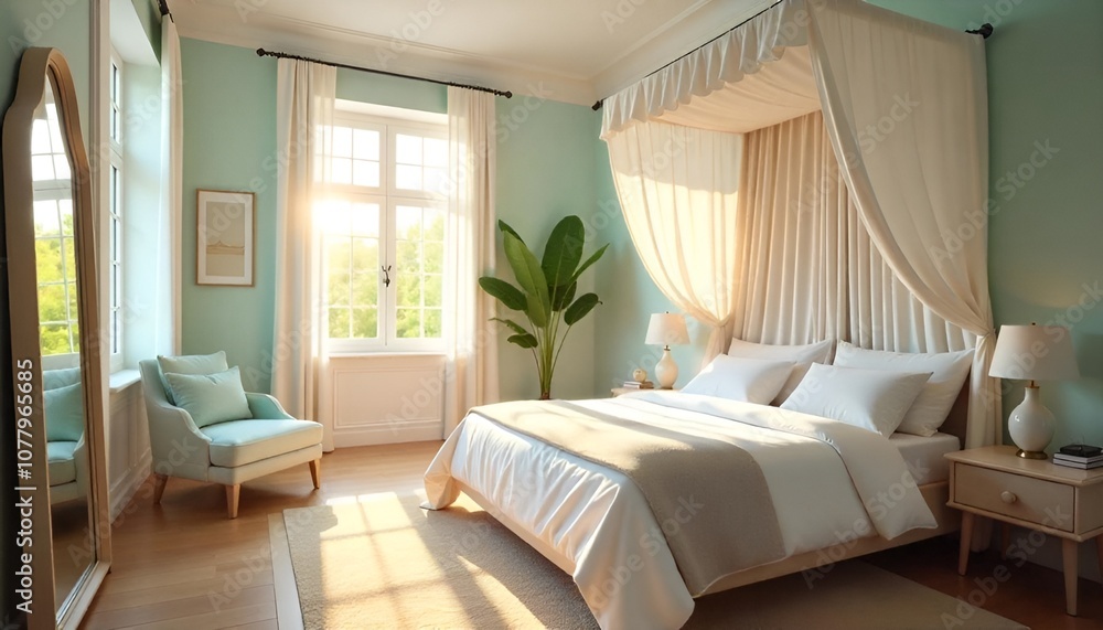 Fototapeta premium Beautiful bedroom design 