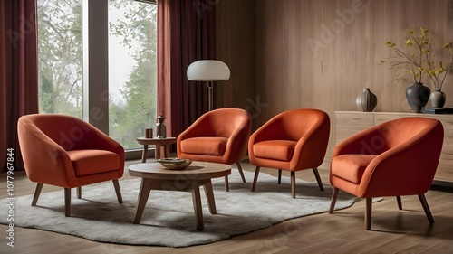 Elegant Living Room Armchairs with Table and Lamp