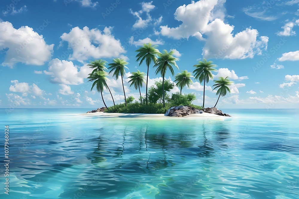 Fototapeta premium The ocean with palm trees