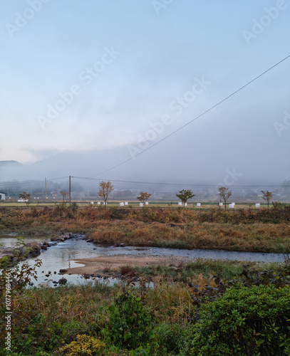 This is a riverside scenery in Mungyeong, Gyeongsangbuk-do, Korea.