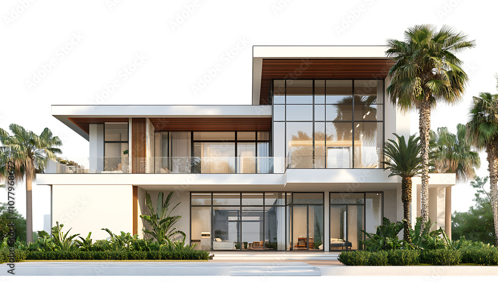 Fototapeta premium Modern home with palm trees