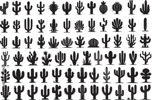 Cactus silhouettes set vector illustrations