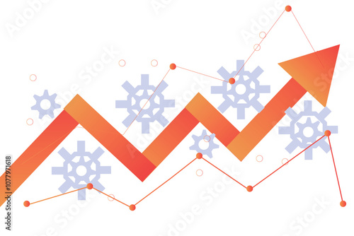 productivity Inflation concept arrow chart uprising and down towards business crisis concept vector illustration design background