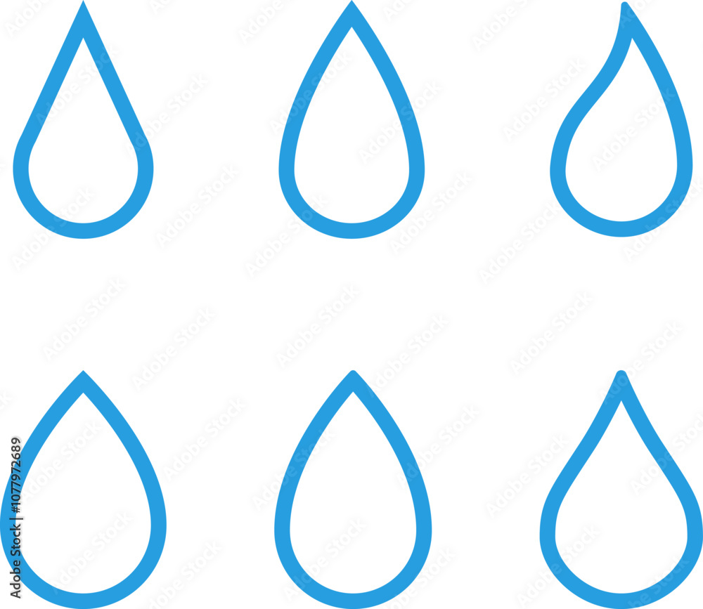 Vector blue water drop icon set. Flat droplet shapes collection. Vector blue water drop icon set. Flat droplet shapes collection.