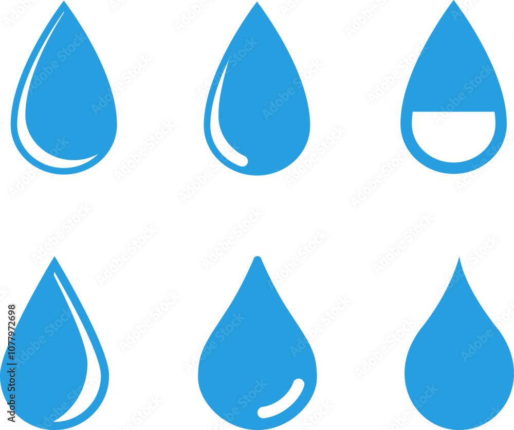 Vector blue water drop icon set. Flat droplet shapes collection. Vector blue water drop icon set. Flat droplet shapes collection.