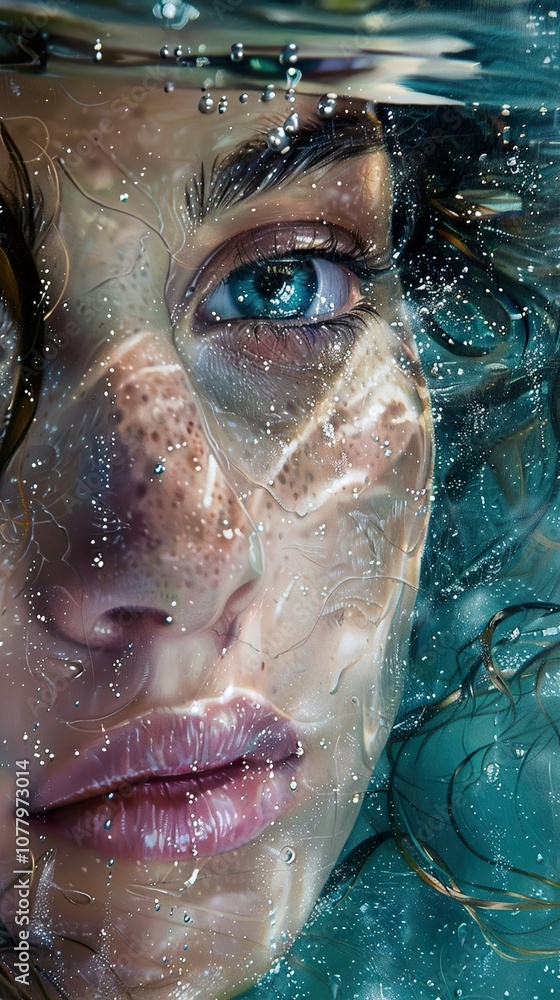 Underwater Portrait of a Woman with Blue Eyes Underwater Portrait of a Woman with Blue Eyes