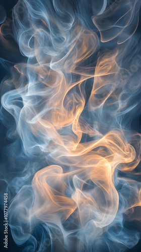 Ethereal Patterns of Soft Blue Smoke Swirls