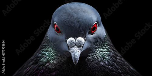 Striking High-Contrast Portrait of a Dark Feathered Bird photo