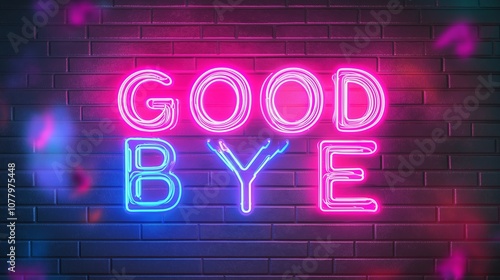 Good Bye Retro Neon Sign on Trendy Background. AI Generative