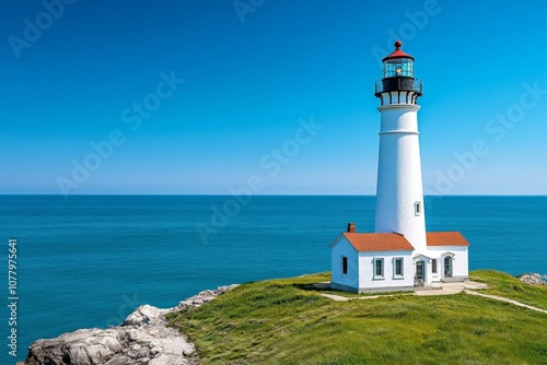 A vintage-style poster of a lighthouse with faded colors and classic fonts, evoking a nostalgic coastal feel