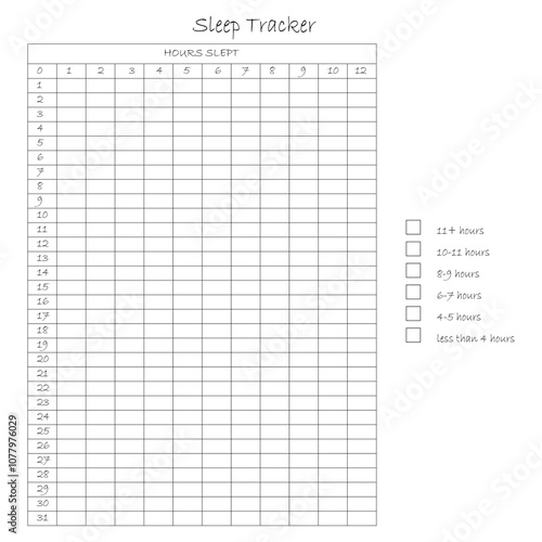 Sleep tracker. Habit tracker for month. Template mockup. Vector personal organizer. Minimalist simple planner