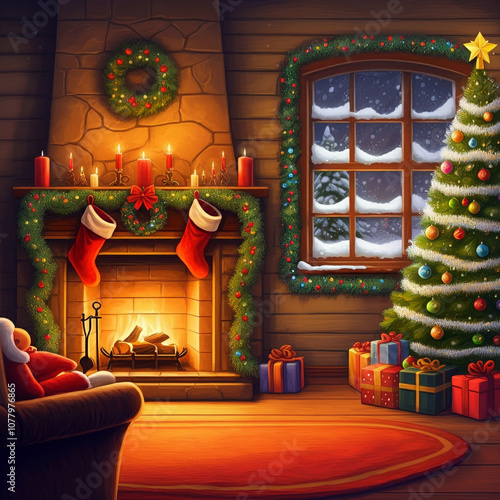 Cozy Christmas room with a ...