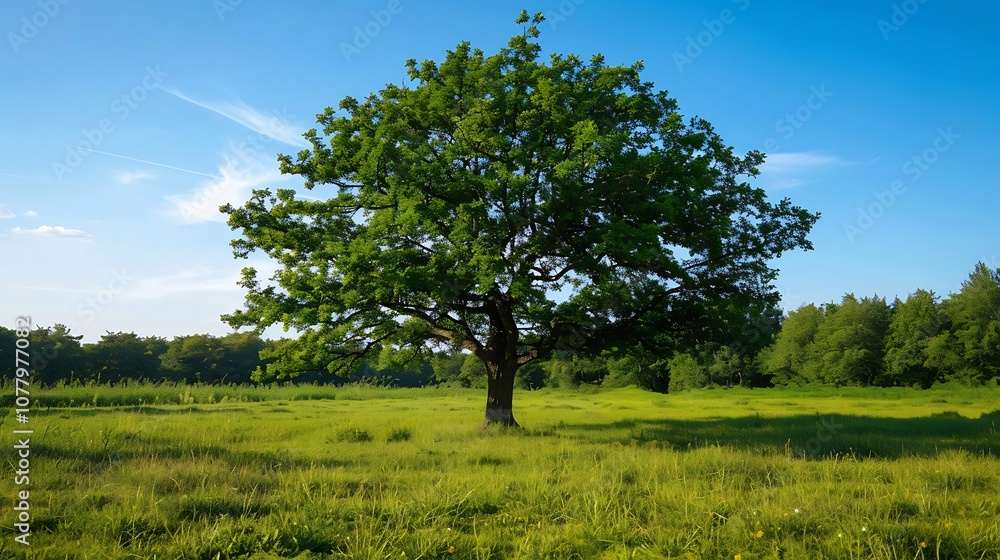 Big tree in the meadow in the countryside Big tree in the meadow in the countryside