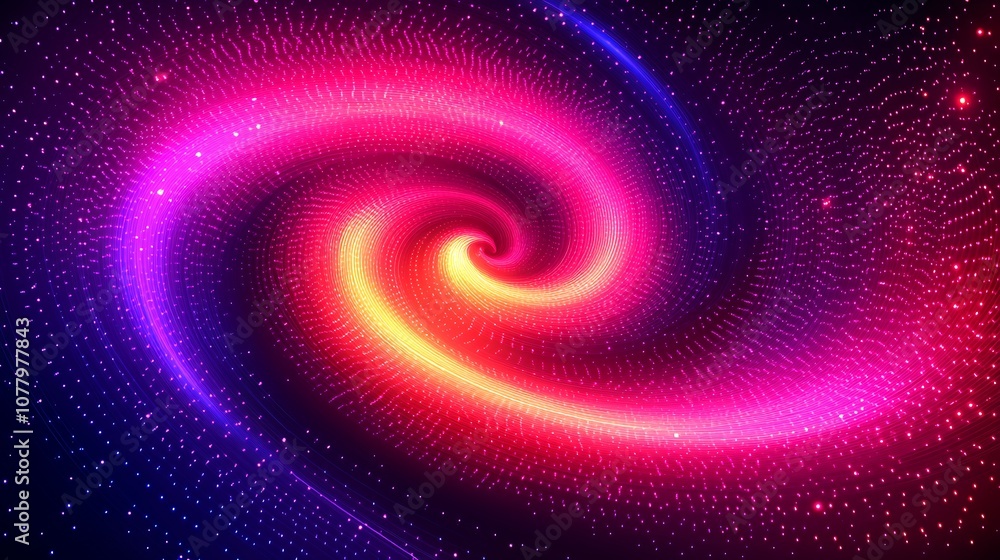 Abstract swirling galaxy with pink, red, blue, and yellow colors. Abstract swirling galaxy with pink, red, blue, and yellow colors.