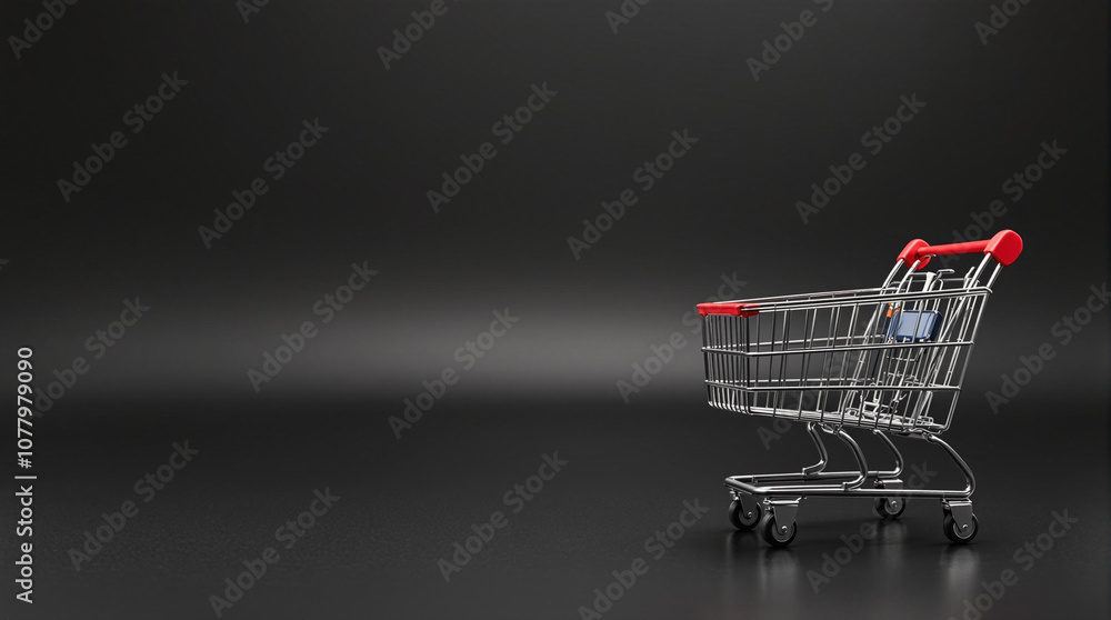 A shopping cart with a black background for black friday sales background A shopping cart with a black background for black friday sales background