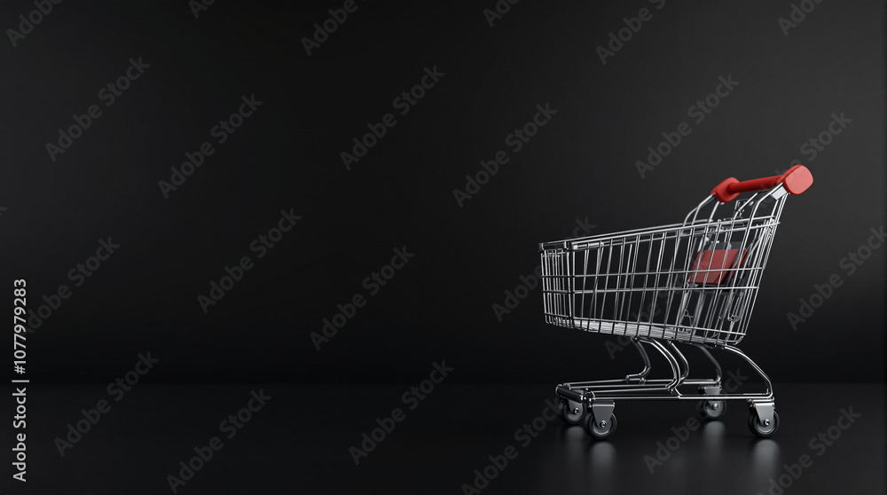 A shopping cart with a black background for black friday sales background A shopping cart with a black background for black friday sales background