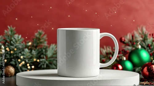 Wallpaper Mural Blank Mug Mockup Decorated for Christmas Torontodigital.ca