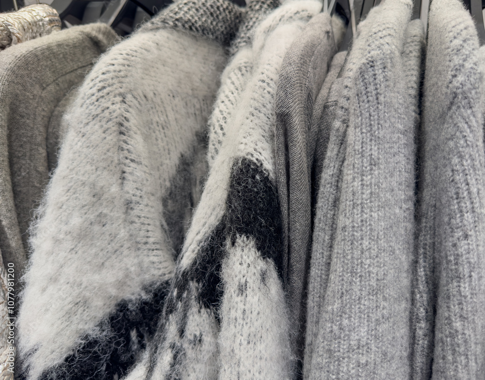 Mohair Strickjacke auf einem Kleiderständer in einem Kaufhaus