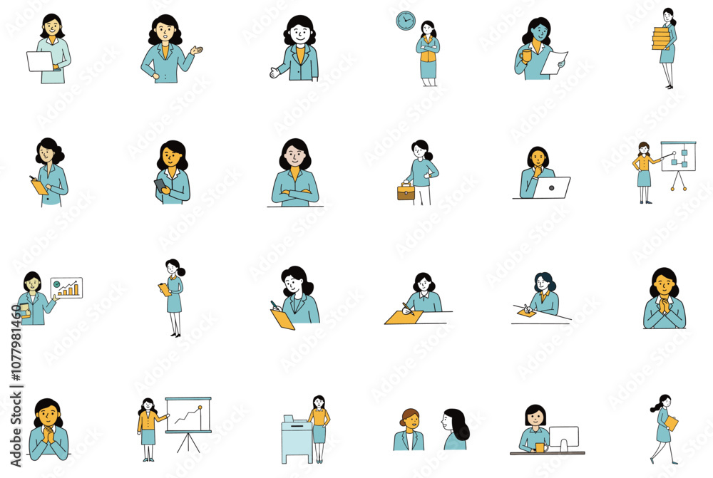 Business People Meeting Presentation Teamwork Collaboration Icons Set Business People Meeting Presentation Teamwork Collaboration Icons Set