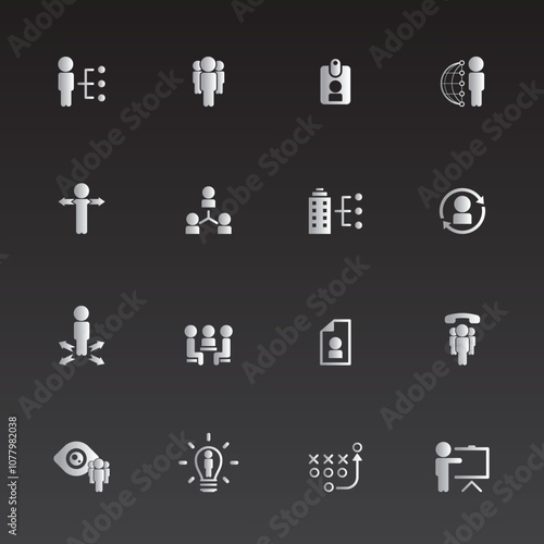 Universal business management and human resources icon set. Universal icons for web and mobile. Vector.