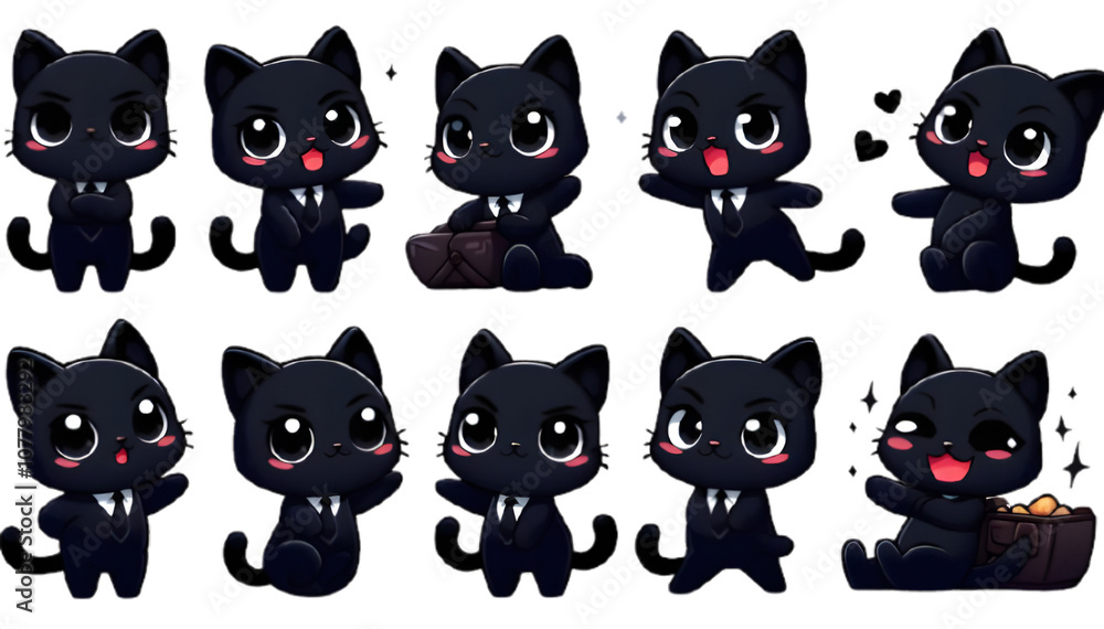 Obraz premium set of black cats