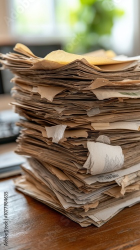 Stack of tax exempt documents representing regulatory and financial compliance photo