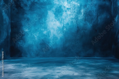 Blue smoke background with a concrete floor.