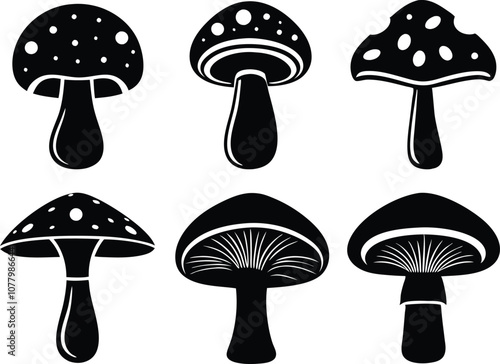 collection mushrooms icon ,set mushroom  silhouette  vector