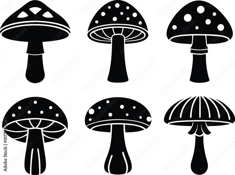 collection mushrooms icon ,set mushroom silhouette vector collection mushrooms icon ,set mushroom silhouette vector