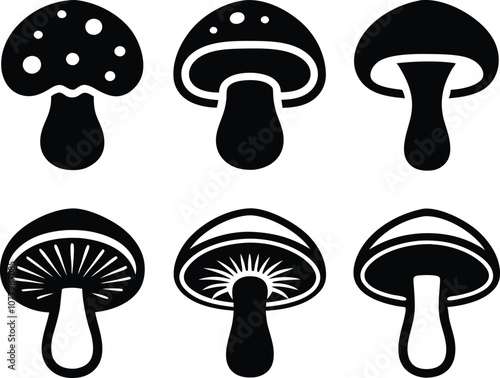 collection mushrooms icon ,set mushroom  silhouette  vector