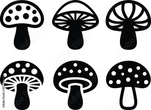 collection mushrooms icon ,set mushroom  silhouette  vector