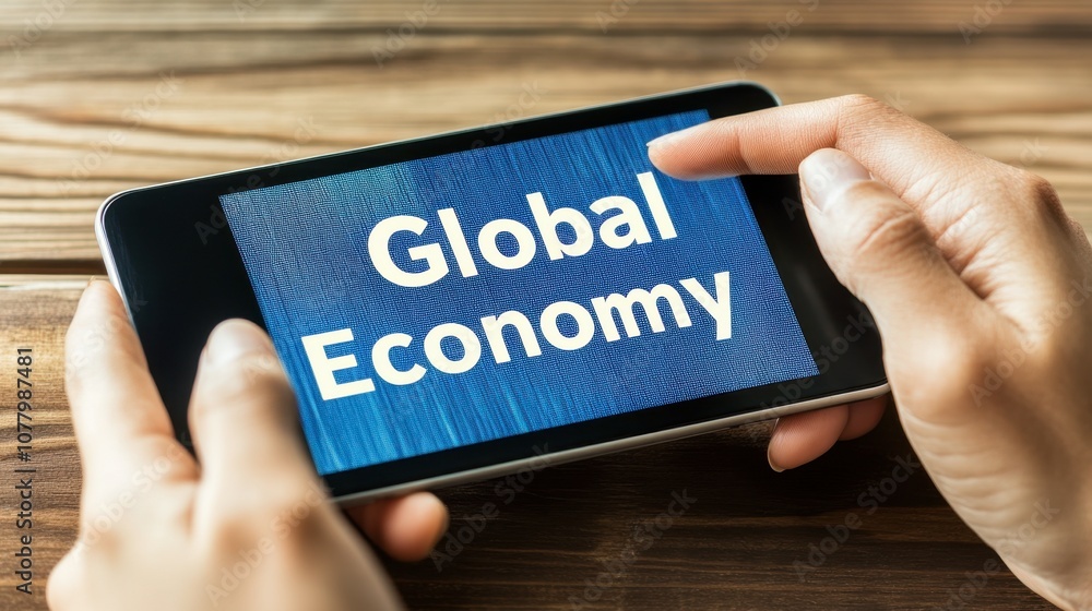 Mobile Device Displaying Global Economy Concept Mobile Device Displaying Global Economy Concept