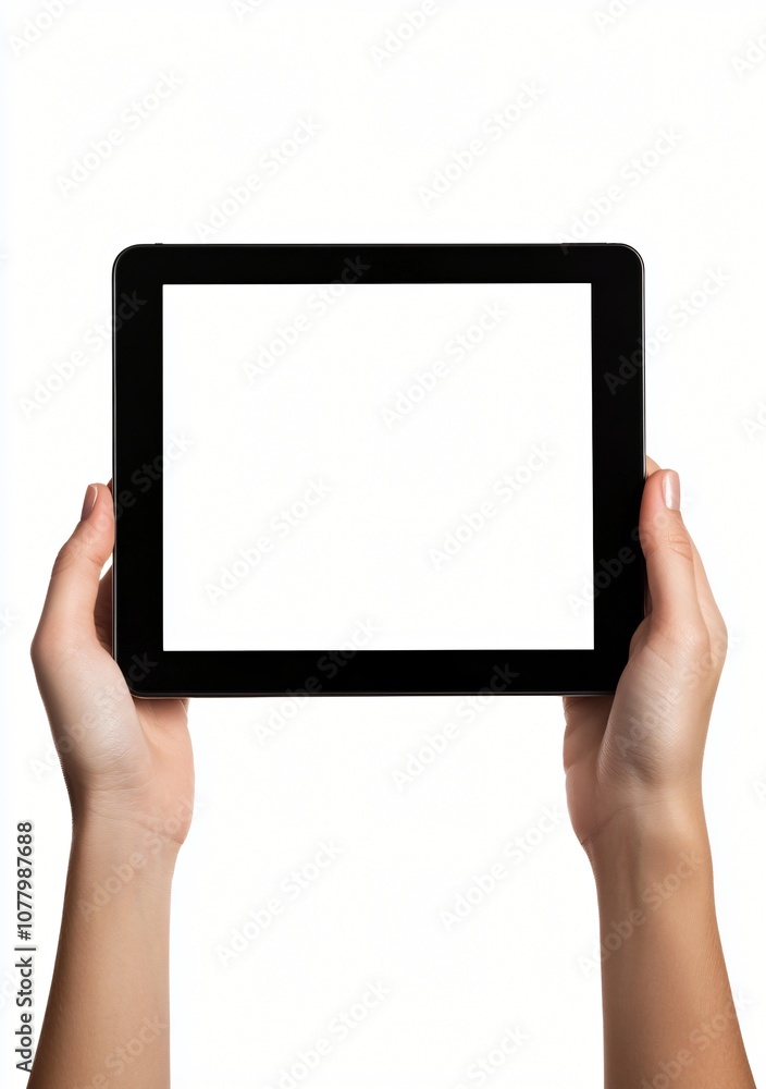 Hand Holding Tablet With Blank Screen Isolated on White Background Hand Holding Tablet With Blank Screen Isolated on White Background