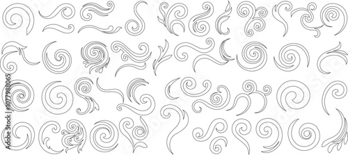 Swirl elements, decorative flourishes, and intricate line collection for art, design, and tattoo inspirations. Perfect for adding an elegant, ornamental touch to projects