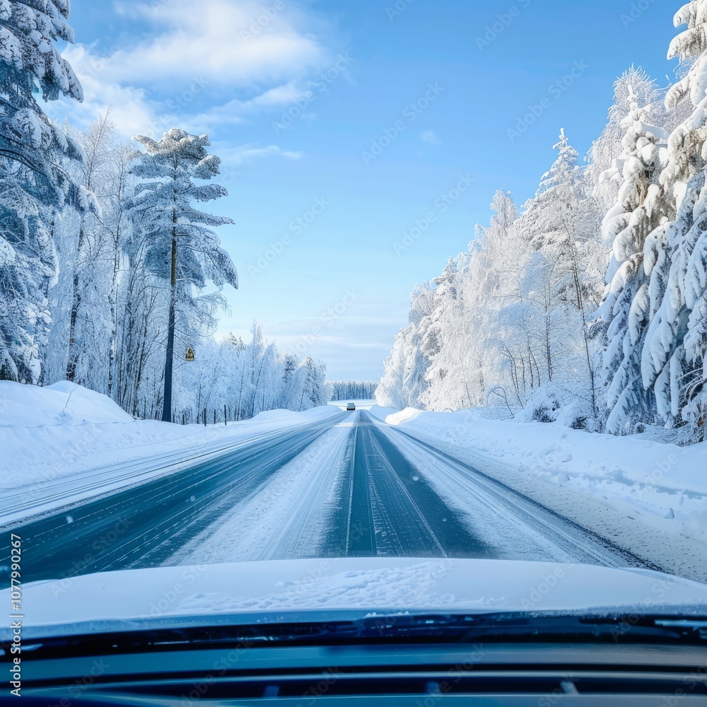 Obraz premium winter driving conditions