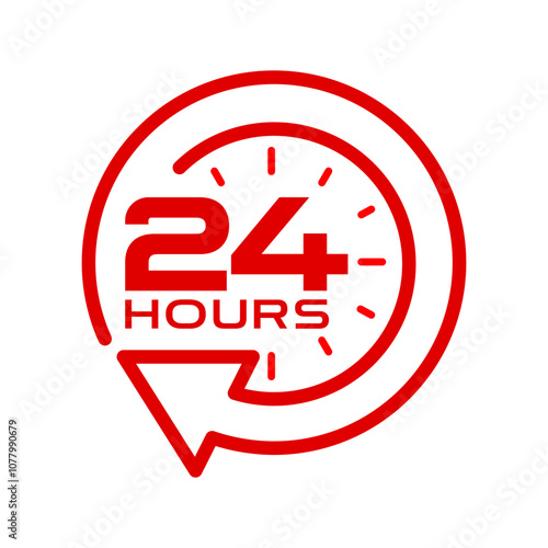 24 hours icon set. Twenty four hours symbol. 24 hour assistance icons. Customer support 24 hours logo. Vector Illustration.