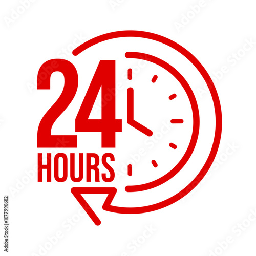 24 hours icon set. Twenty four hours symbol. 24 hour assistance icons. Customer support 24 hours logo. Vector Illustration.