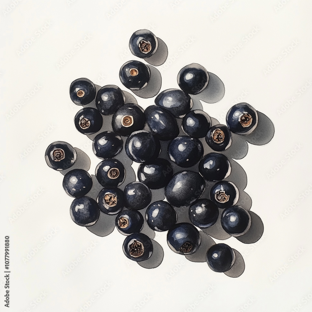 Black Peppercorns Scattered on a Pristine White Background Black Peppercorns Scattered on a Pristine White Background