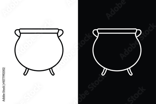 Halloween Cauldron with Potion. Thin Line Vector Icon