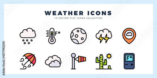 10 Weather Lineal Color icon pack. vector illustration.