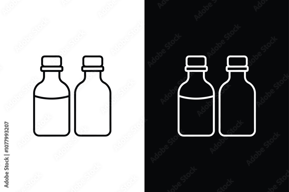 Line Icon of Injection Vial. Black and White Vector for Healthcare Use Line Icon of Injection Vial. Black and White Vector for Healthcare Use