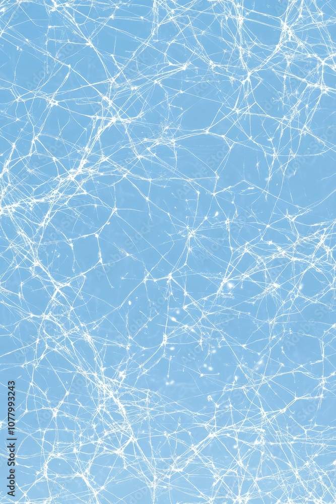 Cracked blue glass with white lines. Cracked blue glass with white lines.