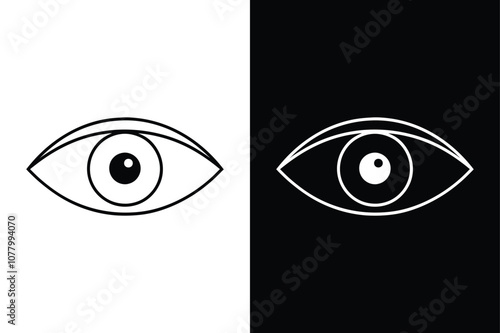 Eye Icon Vector. Lens, Pupil, and Vision Symbols in Line Design