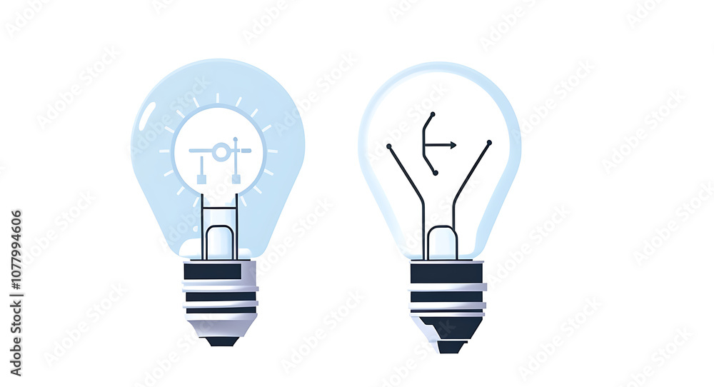 “Flat Icon of a Lightbulb with Gear Inside” – A Minimalist 2D Flat Illustration Representing Innovation and Ideas with Technical Elements, on a White Background “Flat Icon of a Lightbulb with Gear Inside” – A Minimalist 2D Flat Illustration Representing Innovation and Ideas with Technical Elements, on a White Background