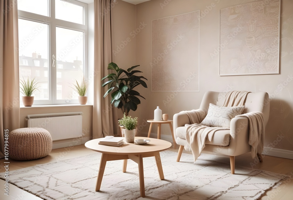 Scandinavian living room interior design zoom background,Doodle patterned wallpaper graphics Scandinavian living room interior design zoom background,Doodle patterned wallpaper graphics