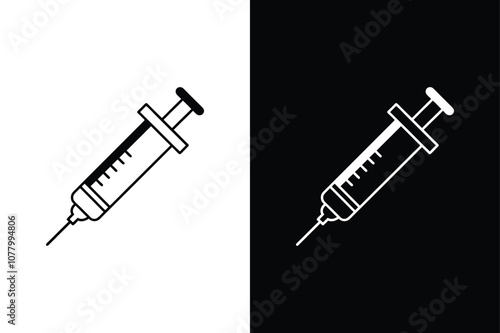 Medical Syringe Icon Vector. Solid Pictogram and Flat Design